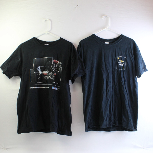Lot of 2 Gildan Car-Themed Black Cotton T-Shirts Men's Size Large