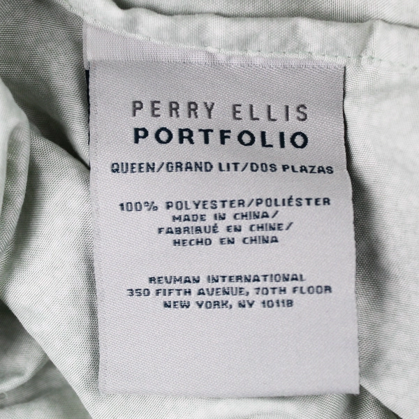 Perry Ellis Portfolio Green Spotted Fitted Sheet Queen Size 100% Polyester