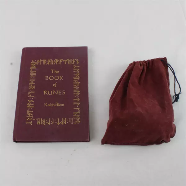 Set of 25 Engraved Runes Divination Tool & The Book of Runes Ralph Blum