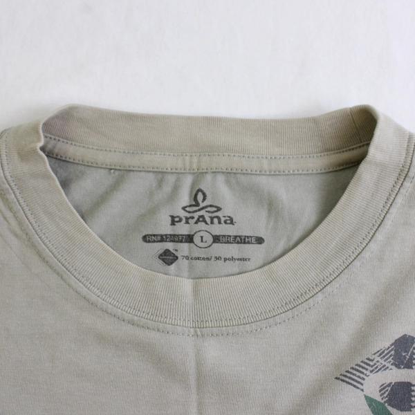 Prana With Logo On Front Light Green Short Sleeve T-Shirt Men's Size L