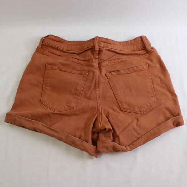 Universal Thread Women's 6/28 Orange High-Rise Midi Denim Cuffed Short