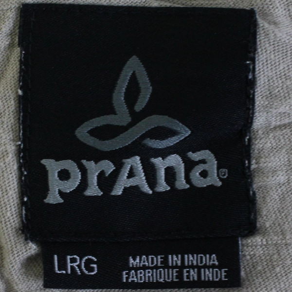 Prana Solid Beige/Green Color Striped Short Sleeve V-Neck T-Shirt Men's Size L