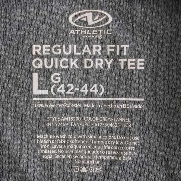 Athletic Works Gray Short-Sleeve T-Shirt Men's Size Large 42-44