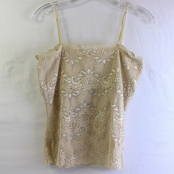No Boundaries Beaded Beige Spaghetti Strap Tank Top Juniors Size L 11/13