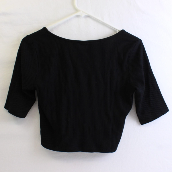H&M Black Crop Top T-Shirt Women's Size Medium