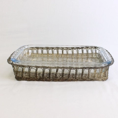 Vintage Royal Limited Silver Wire Basket Baker with Two Qt Oven Safe Glass Liner