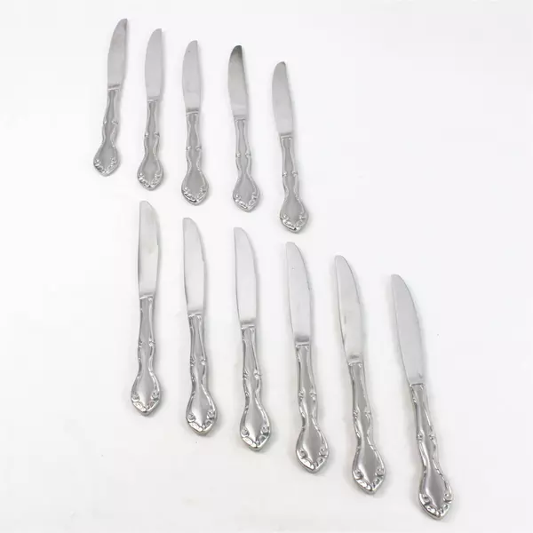 Set of 11 Oneida Cantata Satin Modern 9" Hollow Handle Dinner Knives