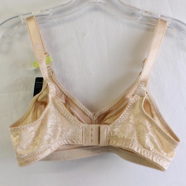 NWT Bali Classic Support Beige Nude Floral Unlined Wireless Bra Women's 36B