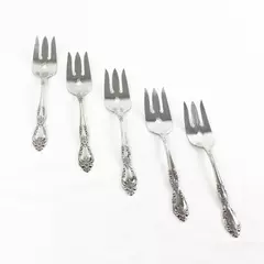 Set of 5 Oneida Galveston Medium Stainless Cold Meat Serving Forks 8.25"