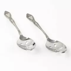 Set of 2 Oneida Galveston Stainless Steel Pierced Serving Spoons 8.25"