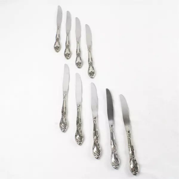 Lot of 9 Oneida Galveston Stainless Modern Hollow Handle Dinner Knives