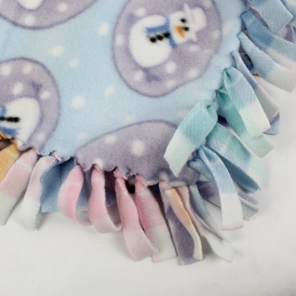 Unbranded No-Sew Fleece Tie Blanket Pastel Colors W/ Snowmen 41" x 52"