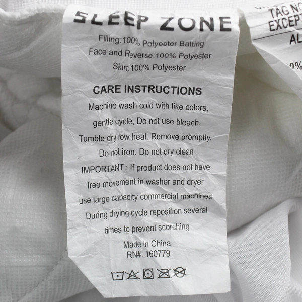 Sleep Zone White Mattress Cover Queen Size 100% Polyester