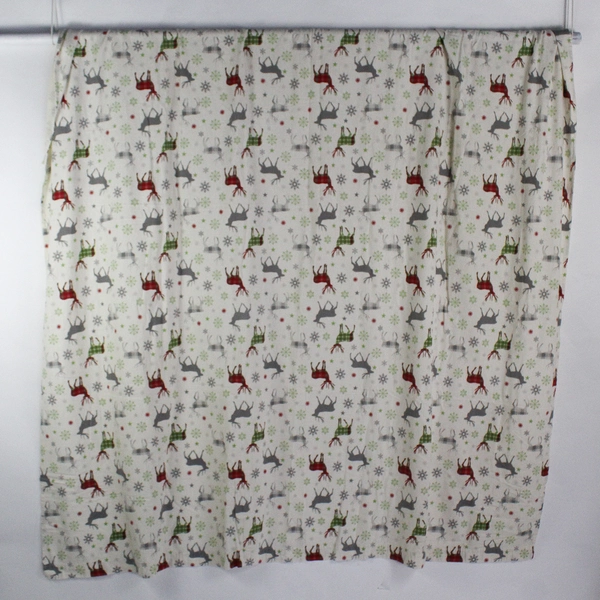 Pine Creek Flannel Moose W/ Snowflakes Flat Sheet Full Size 100% Cotton