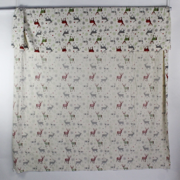 Pine Creek Flannel Moose W/ Snowflakes Flat Sheet Full Size 100% Cotton