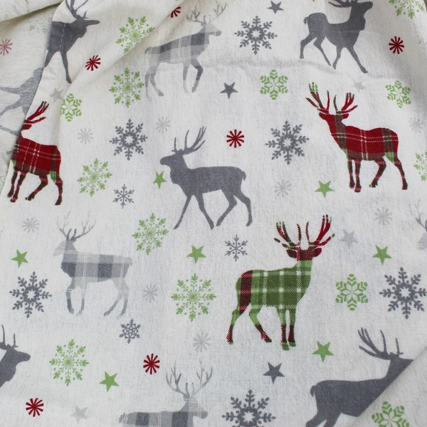 Pine Creek Flannel Moose W/ Snowflakes Flat Sheet Full Size 100% Cotton