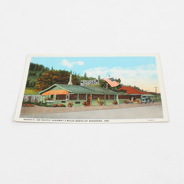 Brands Barbeque Fruit Farm Pacific Highway Postcard Roseburg Oregon Teich