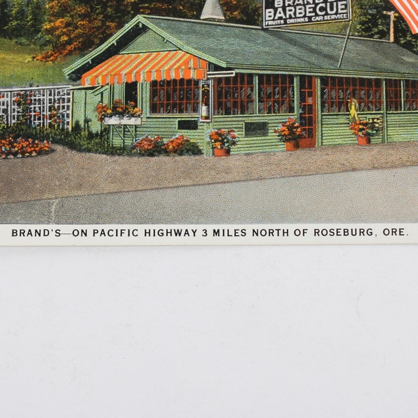 Brands Barbeque Fruit Farm Pacific Highway Postcard Roseburg Oregon Teich