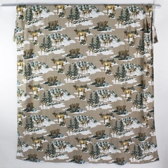 Walmart Mainstays Bear/Wolf Winter Scene Flat Sheet Full Size 100% Cotton