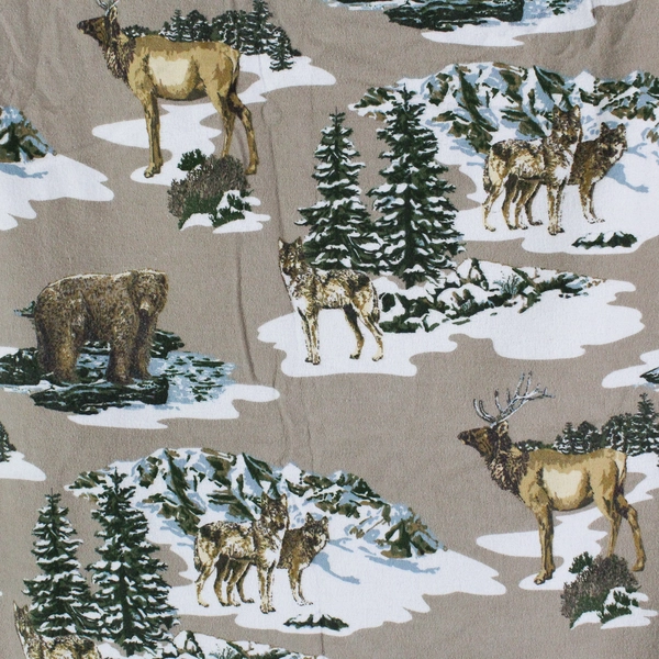 Walmart Mainstays Bear/Wolf Winter Scene Flat Sheet Full Size 100% Cotton