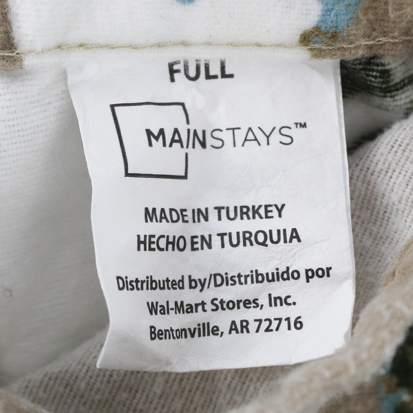 Walmart Mainstays Bear/Wolf Winter Scene Flat Sheet Full Size 100% Cotton