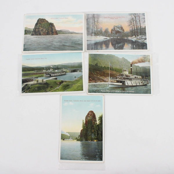 Lot Of 5 Vintage Columbia River Gorge Oregon Postcards JK Gill Company Steamboat