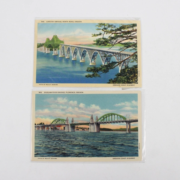 Lot Of 6 Vintage Oregon Bridge Postcards Rogue Siuslaw Santiam Crooked Coos
