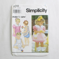 Simplicity 8948 Toddlers Dress & Outfit Patterns Girls Size A (1/2,1,2,3,4) 1996