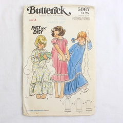 Vintage Butterick Easy 5067 Children's Nightgown Patterns Girls Size 4
