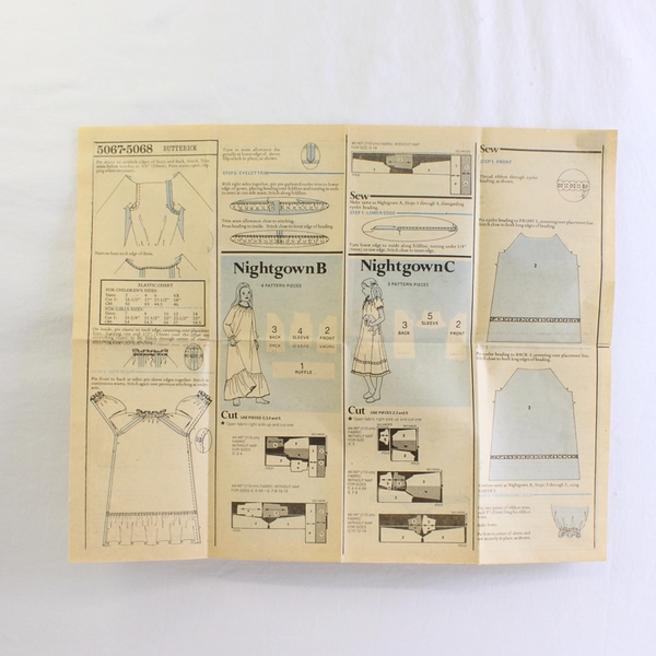 Vintage Butterick Easy 5067 Children's Nightgown Patterns Girls Size 4