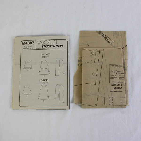 McCall's Easy M4807 Top & Bottom Patterns Childs/Girls Size A (3-4, 5-6) 2005