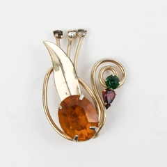 Vintage Scitarelli By Phyllis Gold Tone Swan Rhinestone Brooch