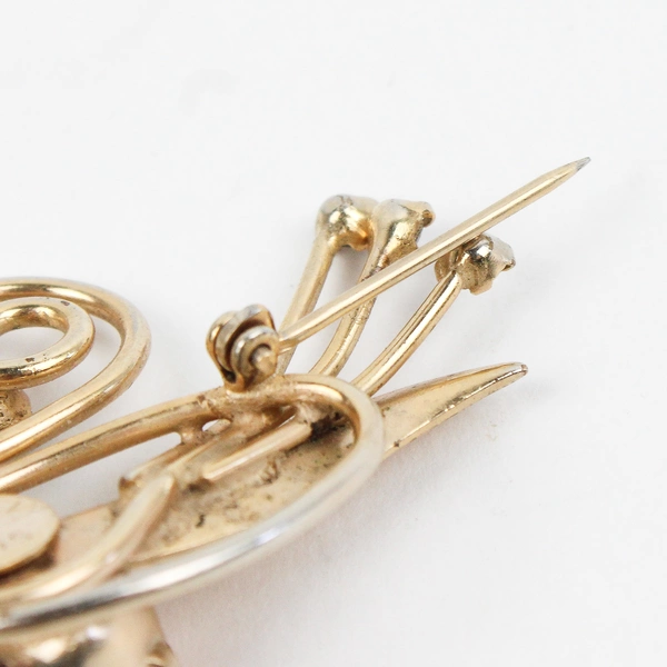 Vintage Scitarelli By Phyllis Gold Tone Swan Rhinestone Brooch