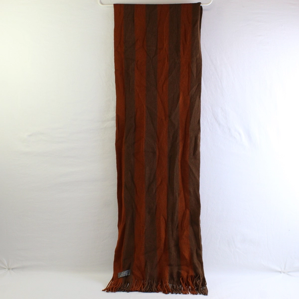 Knitted Acrylic Fringe Scarf Brown and Orange Striped 13" by 80"
