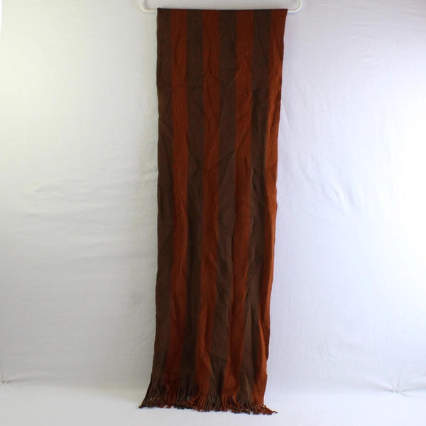 Knitted Acrylic Fringe Scarf Brown and Orange Striped 13" by 80"