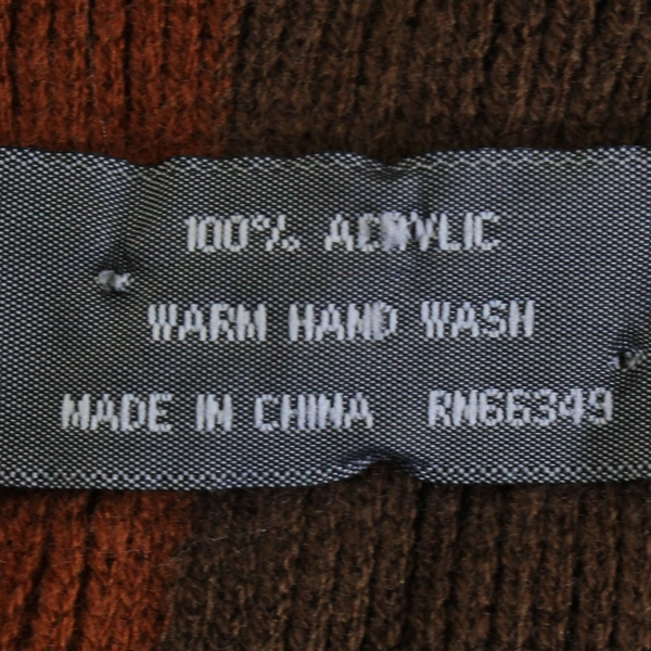 Knitted Acrylic Fringe Scarf Brown and Orange Striped 13" by 80"