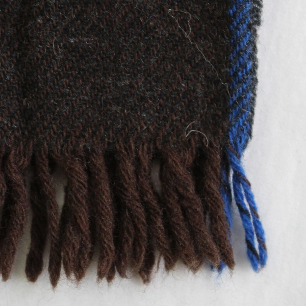 Vintage Sutter Creek Levi Strauss & Co Gray/Black Wool Plaid Scarf w/Fringe Trim