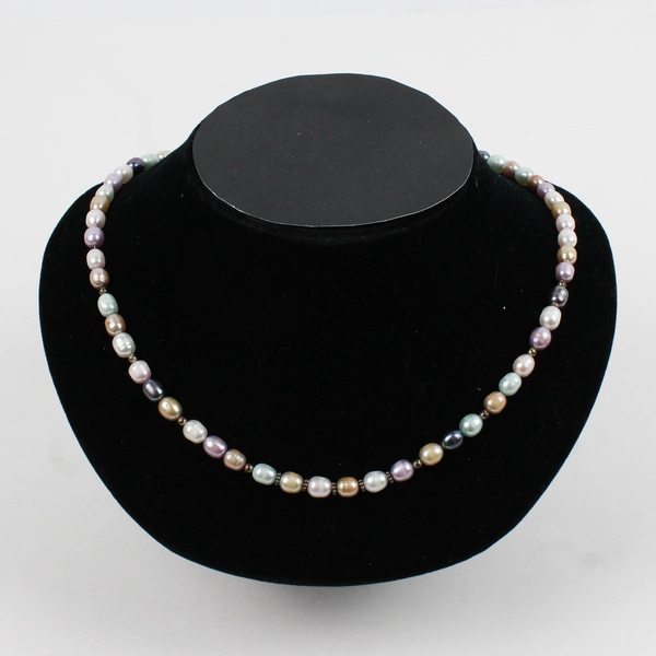 Sterling Silver Multicolor Freshwater Pearl Necklace 20"