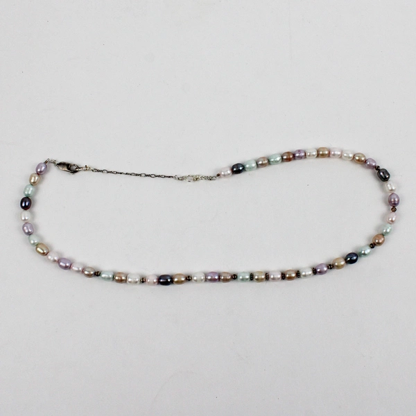 Sterling Silver Multicolor Freshwater Pearl Necklace 20"
