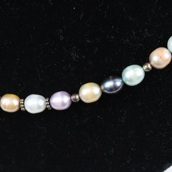 Sterling Silver Multicolor Freshwater Pearl Necklace 20"
