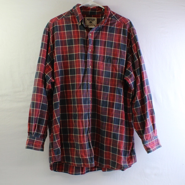 Great Plains Clothing Co. Men's XL Red and Blue Flannel Button Up Shirt