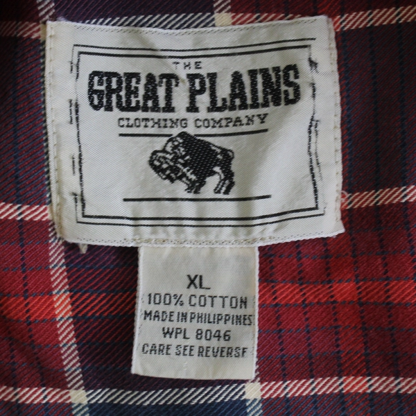 Great Plains Clothing Co. Men's XL Red and Blue Flannel Button Up Shirt