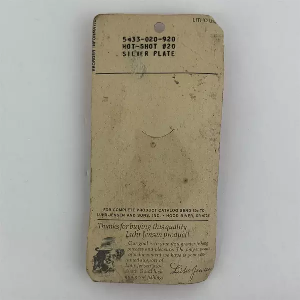 Vintage Fishing Lure Luhr Jensen Hot Shot Size 20 Silver USA Unopened Package