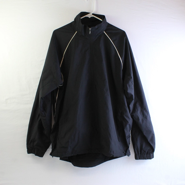 IZOD Men's L Lightweight Black Windbreaker 1/2 Zip Jacket 90's