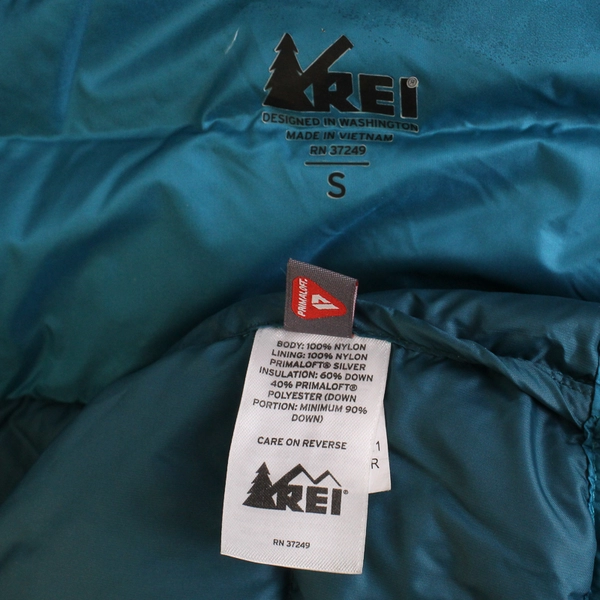 REI Women's S Primaloft Teal Full Zip Puffer Down Jacket