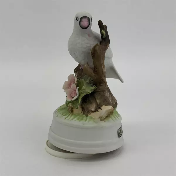 Vintage Flambro White Dove On Tree Rotating Music Box Figurine Works