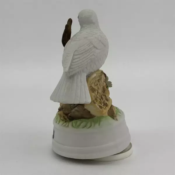 Vintage Flambro White Dove On Tree Rotating Music Box Figurine Works