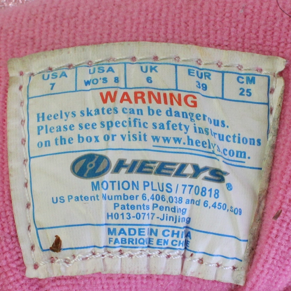 Heelys Motion Plus Pink Sneakers Shoes Girls Children's US Size 7