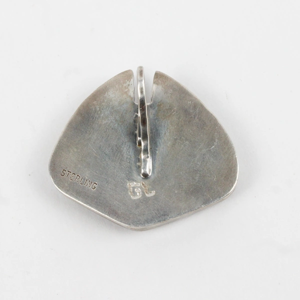 Decorative Sterling Silver Pendant with Brown and Black Stone Setting