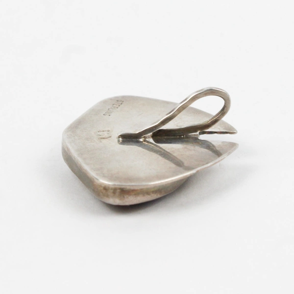 Decorative Sterling Silver Pendant with Brown and Black Stone Setting